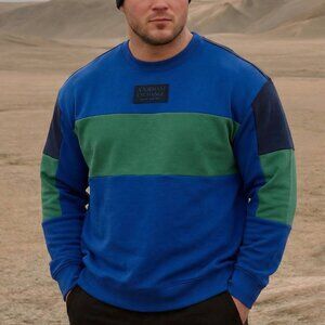 Armani exchange Colorblock black blue  green organic sweatshirt new mens XL RARE